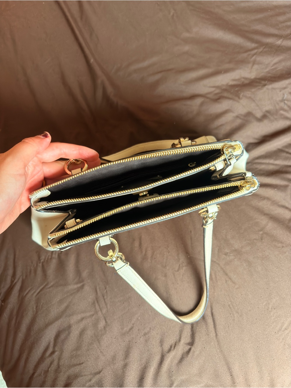 Coach Cream Pebbled Leather Satchel with Gold Hardware - Picture 5 of 5